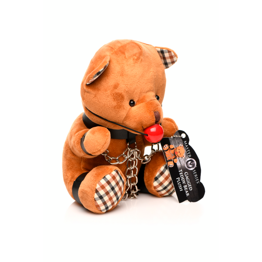 Master Series Bondage Bär Gagged mit Ball-Gag und Fesseln - Plüschbär 23cm für devote BDSM-Fans und Fetisch-Liebhaber