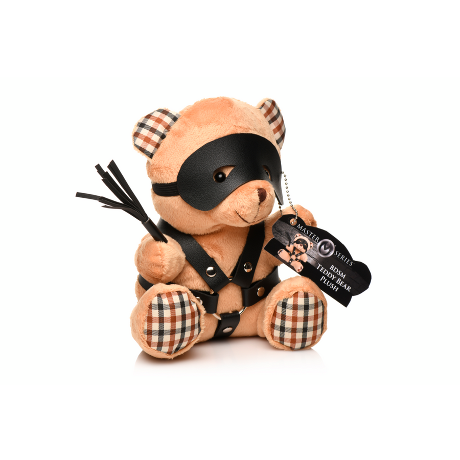 Master Series Bondage Bär BDSM mit Flogger und Harness - Plüschbär 23cm für BDSM-Liebhaber und Fetisch-Fans