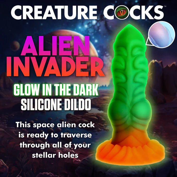 Creature Cocks - Alien Invader Glow in the Dark Dildo 20 cm