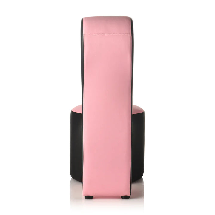 Master Series Stiletto Sex Chair in Rosa-Schwarz – eleganter Liegestuhl aus hochwertigem Kunstleder, Rückansicht