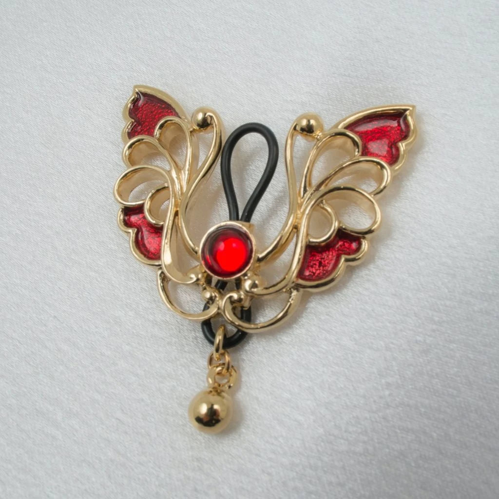 KS - Brustschmuck Schmetterlinge Rot-Gold