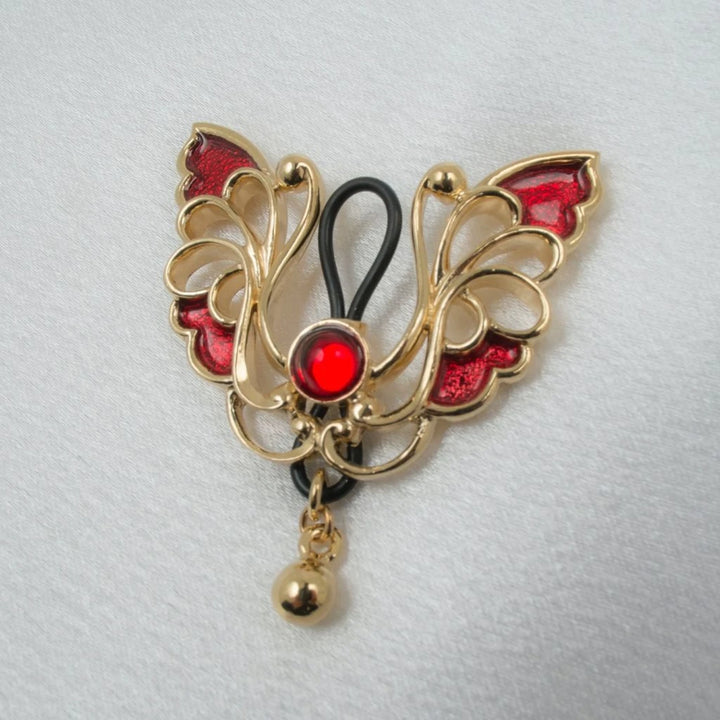 KS - Brustschmuck Schmetterlinge Rot-Gold