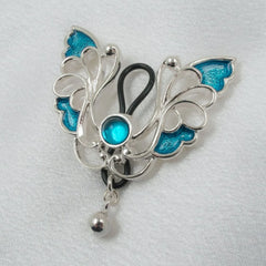 KS - Brust-Schmuck Schmetterlinge Blau-Silber