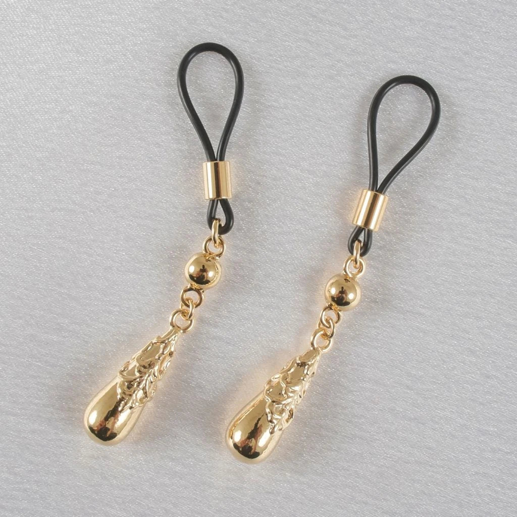 KS - Nippelschmuck Tränenperlen vergoldet – Luxus Brustschmuck