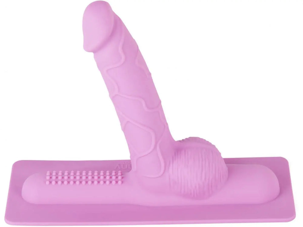 Motorbunny-Aufsatz My Friend Dick in zartem Rosa, körperfreundliches Silikon, mit strukturierter Basis und realistischem Desi