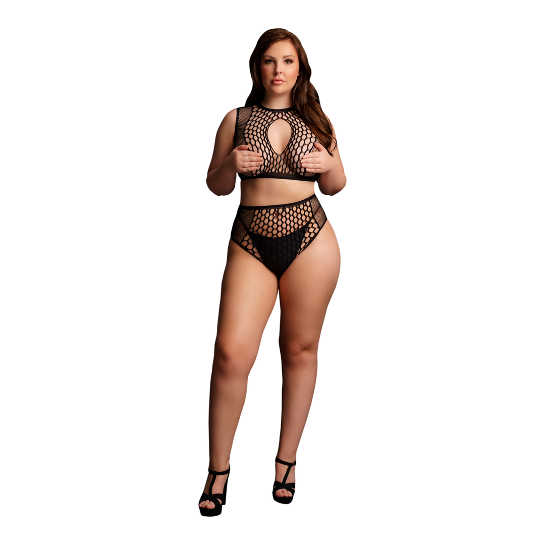 Duo Net Key-Hole BH-Set von Le Désir schwarz Queensize