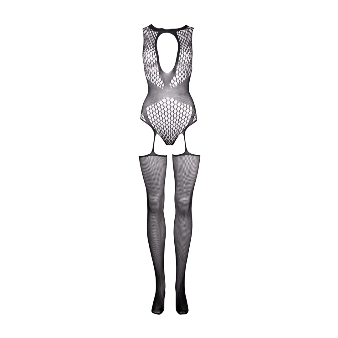 Bodystocking in Netzstruktur "Kontrast" von Le Désir schwarz