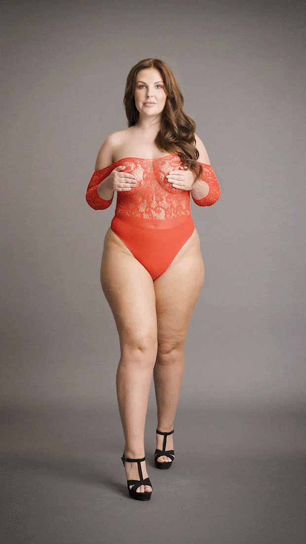 Body "Strass" ouvert von Le Désir rot Queensize