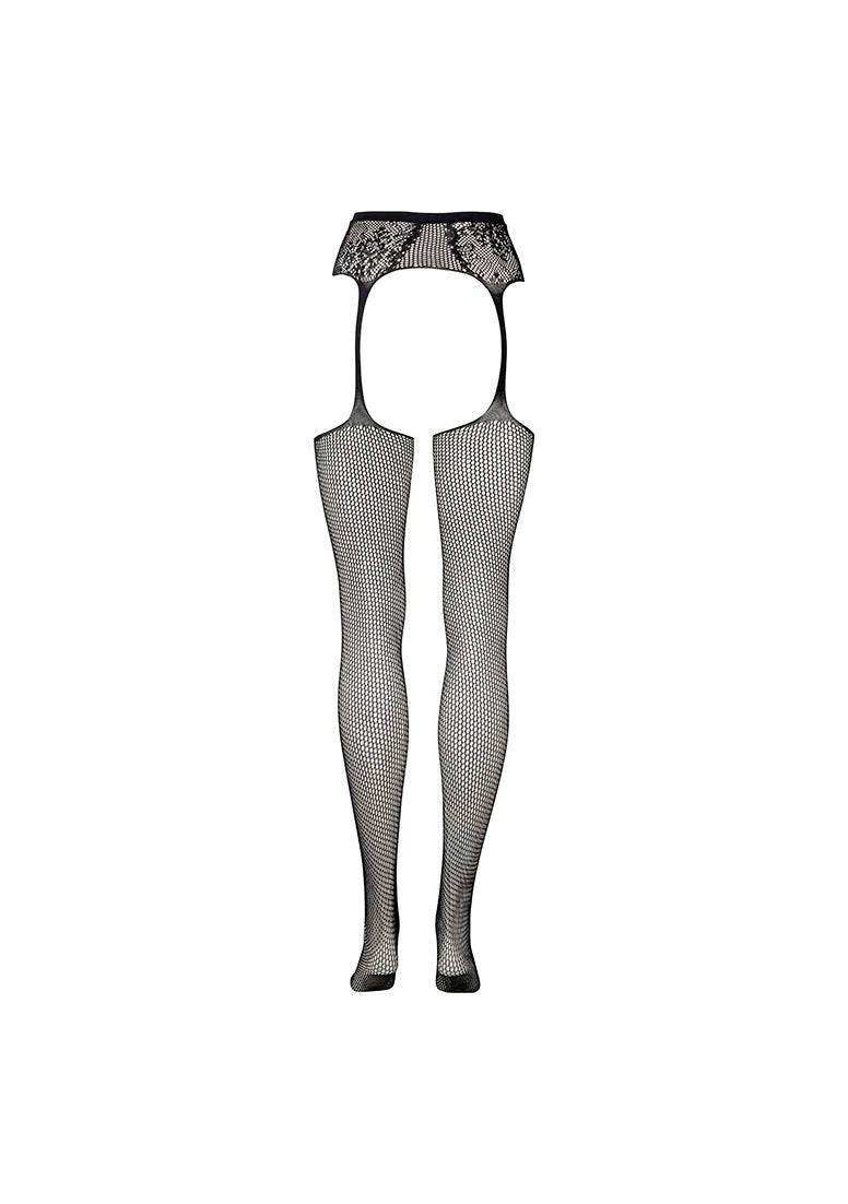 Netzstrümpfe und Strumpfhalter aus Spitze von Le Désir schwarz
