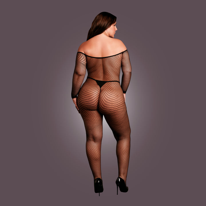 Bodystocking in Netzstruktur schulterfrei von Le Désir schwarz Queensize