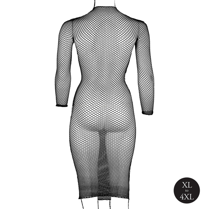 Langes Kleid mit Netzstruktur und Turtleneck von Le Désir schwarz Queensize