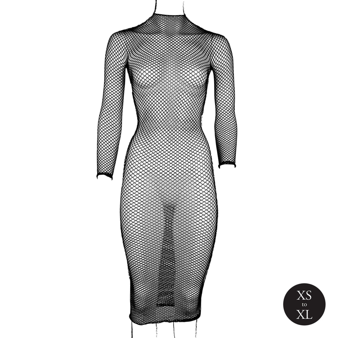 Langes Kleid mit Netzstruktur und Turtleneck von Le Désir schwarz