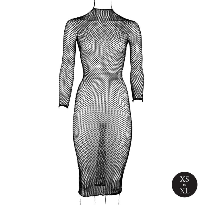 Langes Kleid mit Netzstruktur und Turtleneck von Le Désir schwarz