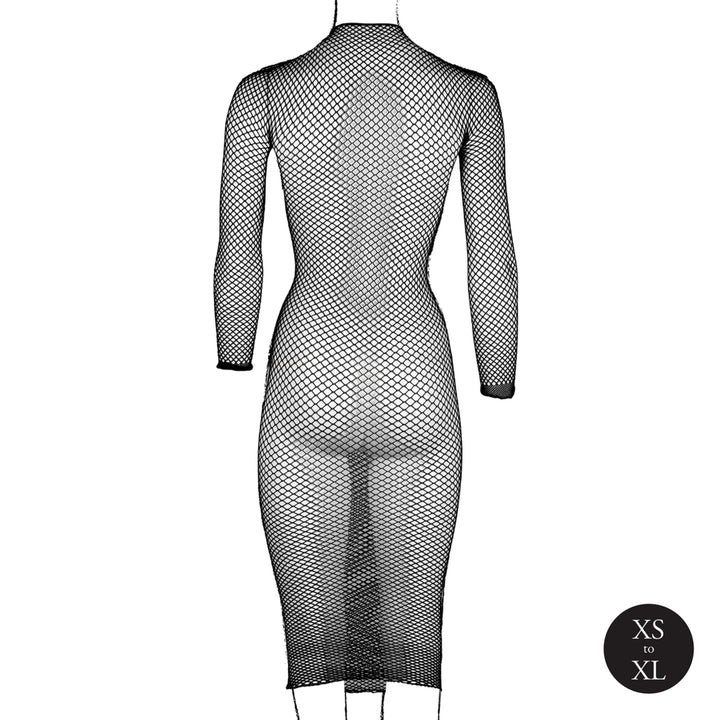 Langes Kleid mit Netzstruktur und Turtleneck von Le Désir schwarz