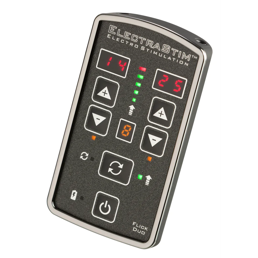 ElectraStim - Flick Duo Stimulator Multi-Pack – Elektrosex Set mit Dual-Channel E-Stim Gerät, Elektroden & Cockringen