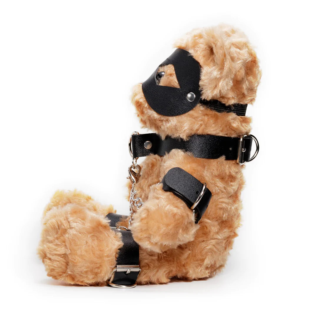 Crushito Bondage Teddy Bear Schwarz 31cm - BDSM Plüschbär mit Harness, Maske und Ketten von Crushious