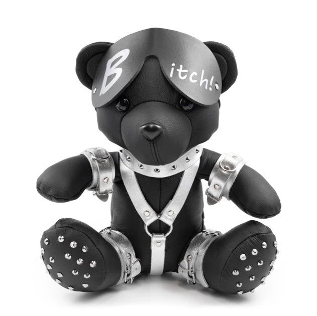 KS - Eddy the BDSM Teddy mit Maske "Bitch" schwarz/weiß