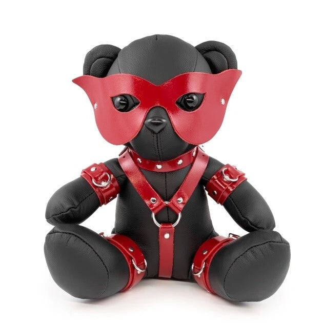 KinkySabine - Eddy the BDSM Teddy mit Maske schwarz/rot