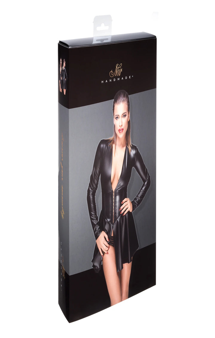Noir Handmade - Powerwetlook-Minikleid mit Korsett F154