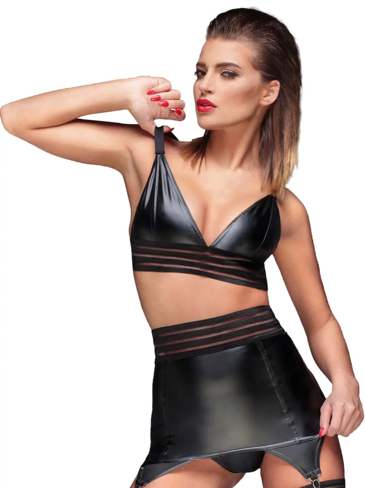 Noir Handmade - Powerwetlook-Bralette mit elastischem Band F157