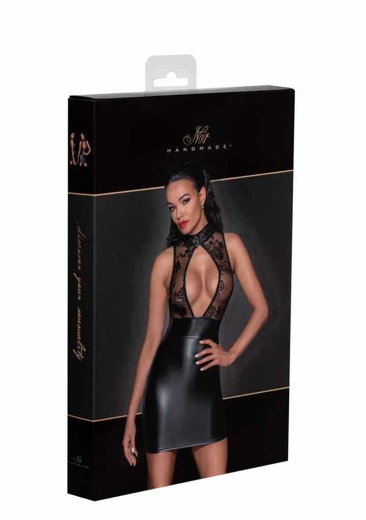 Noir Handmade - Kurzes Kleid mit Powerwetlook-Rock und Tüll-Oberteil F241