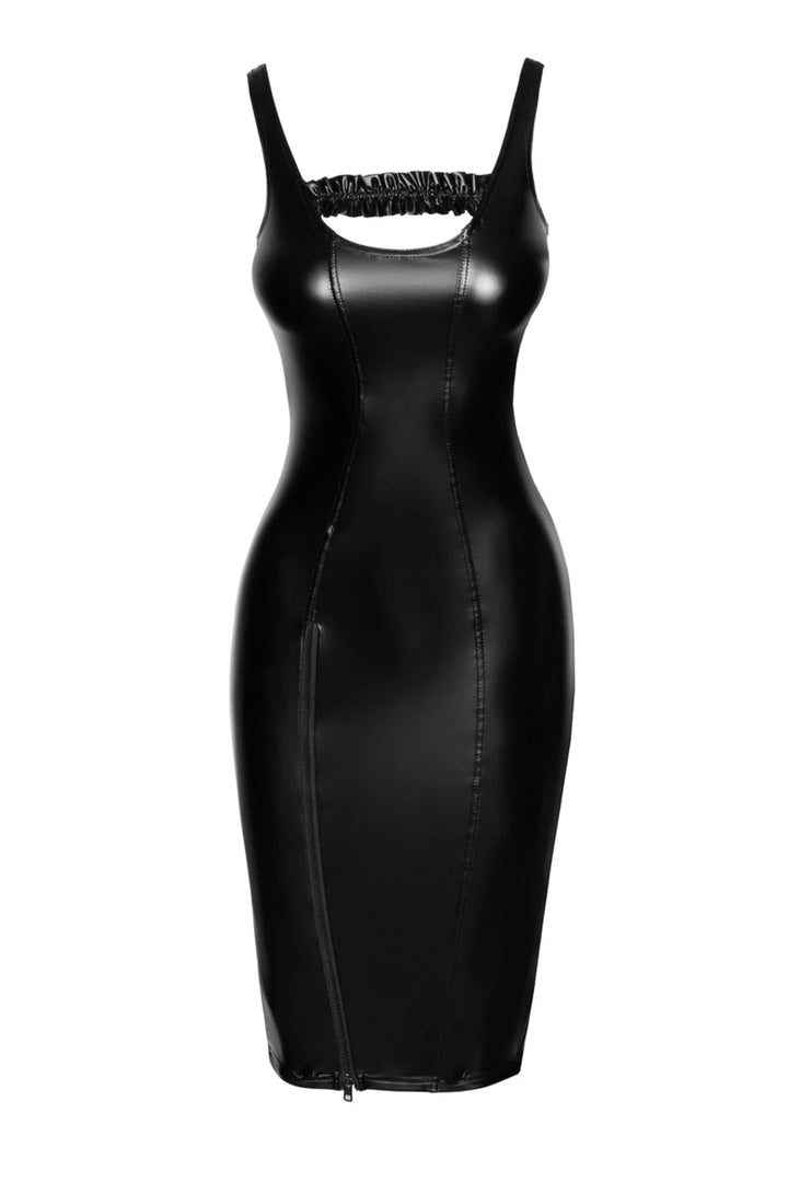 Noir Handmade - Midikleid im Powerwetlook mit Reißverschluss F251