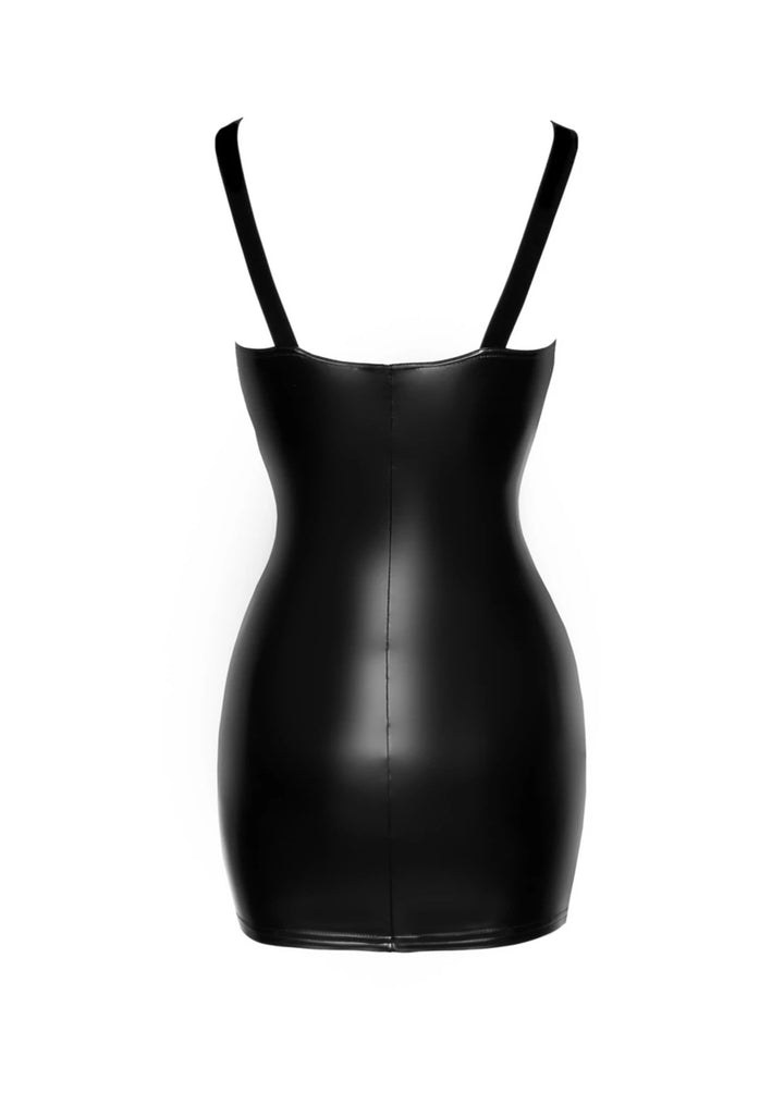 Noir Handmade - Powerwetlook-Minikleid mit Spitze und Reißverschluss F254