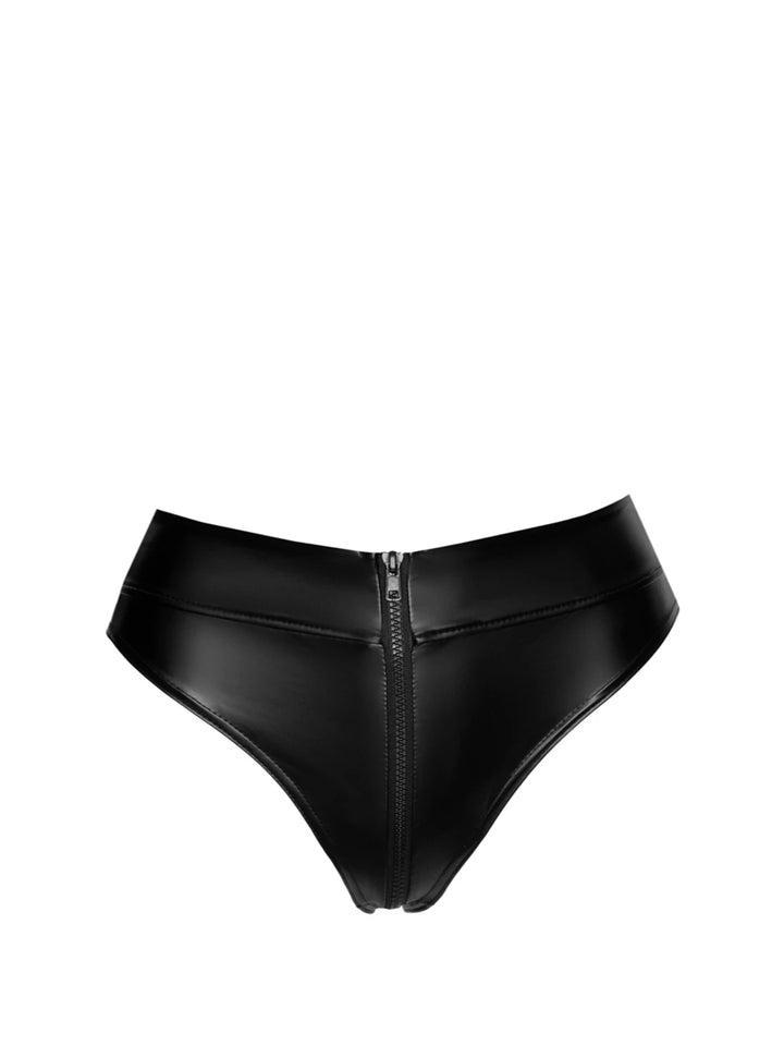 Noir Handmade - Powerwetlook taillierter Slip mit 2-Wege-Reißverschluss F260