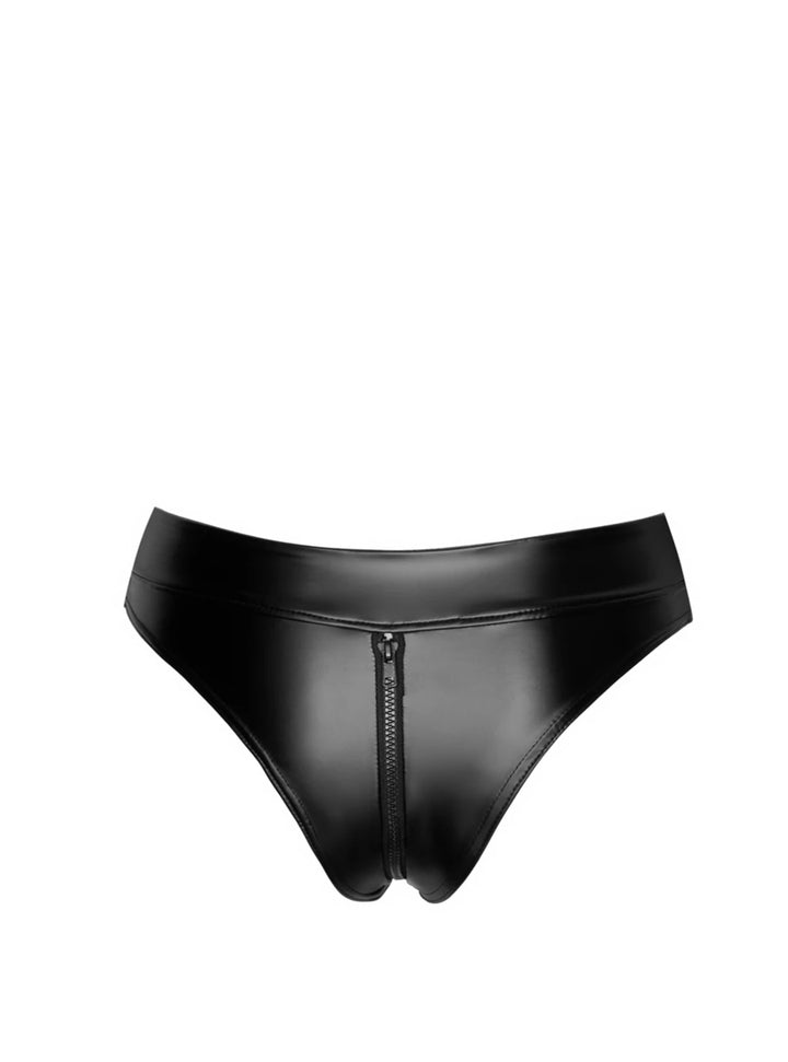 Noir Handmade - Powerwetlook taillierter Slip mit 2-Wege-Reißverschluss F260