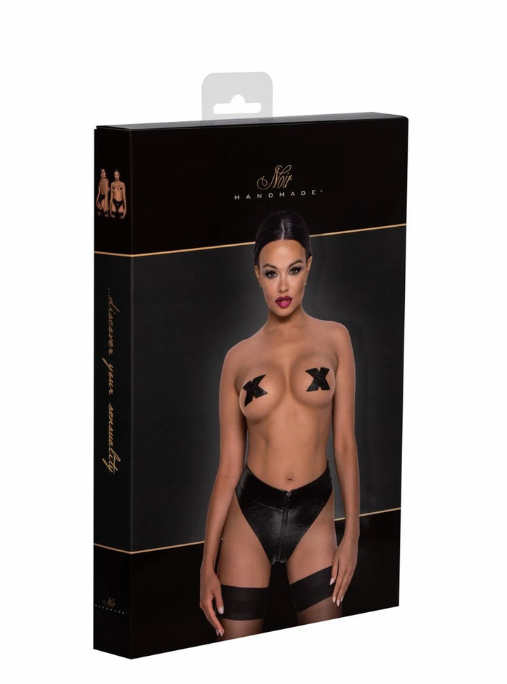 Noir Handmade - Powerwetlook taillierter Slip mit 2-Wege-Reißverschluss F260
