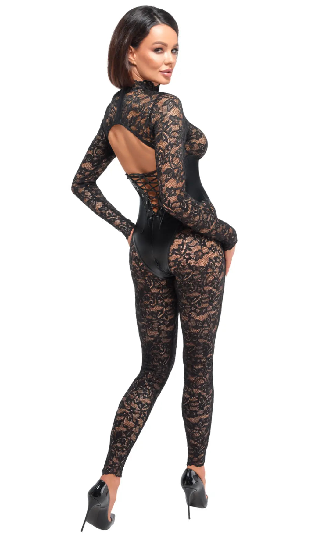 Noir Handmade - Enigma Spitzencatsuit mit Unterbrustmieder F299