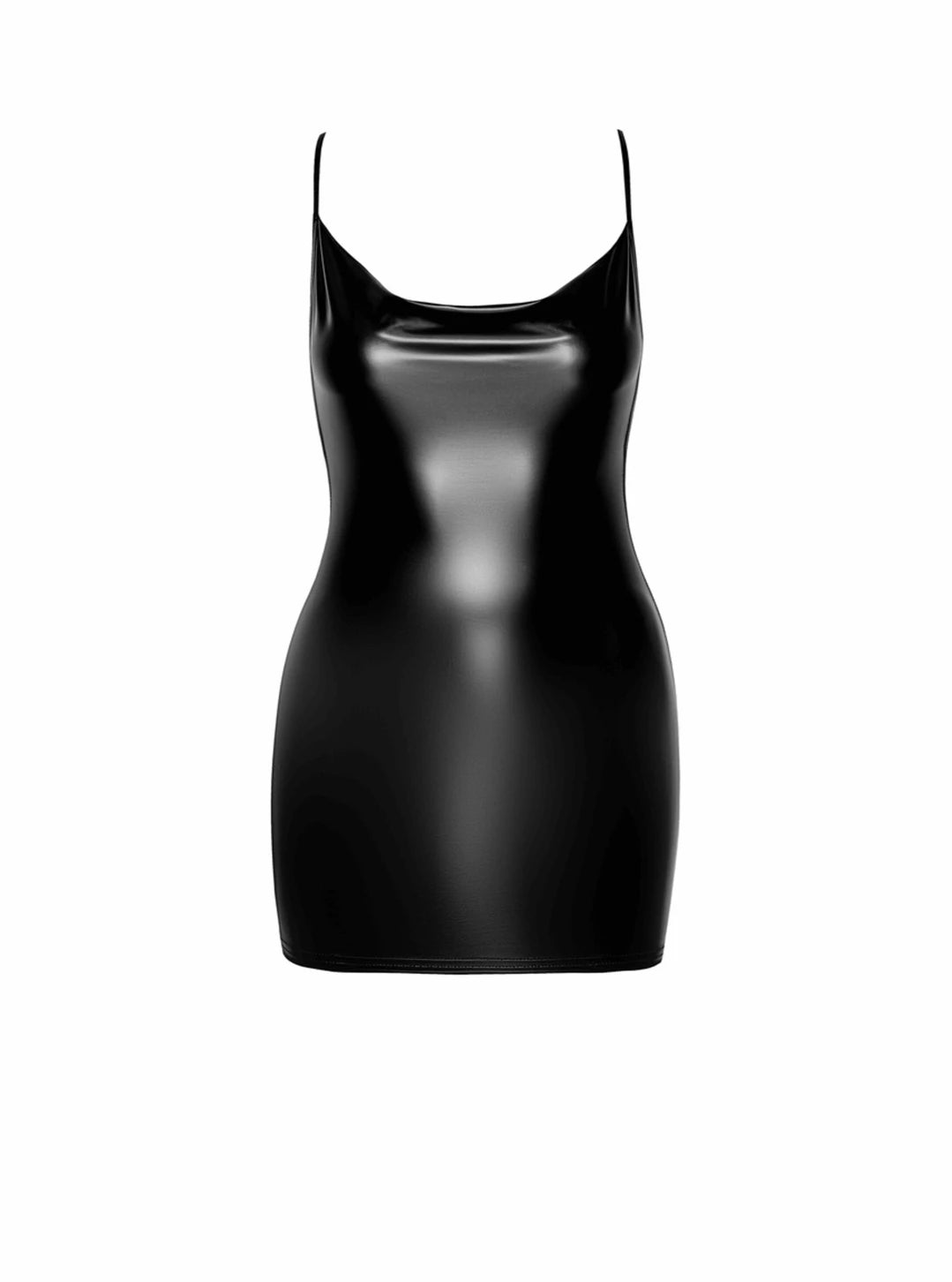 Noir Handmade - "Mirage" Wetlook Minikleid mit Strass Kette F307