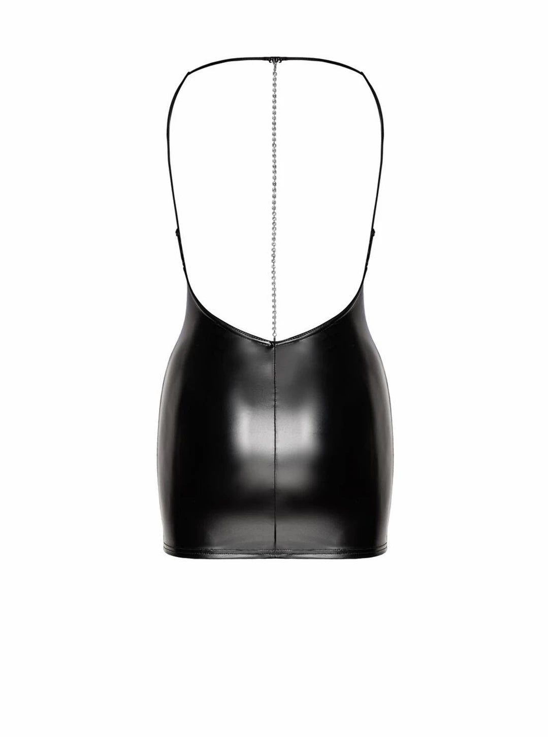 Noir Handmade - "Mirage" Wetlook Minikleid mit Strass Kette F307