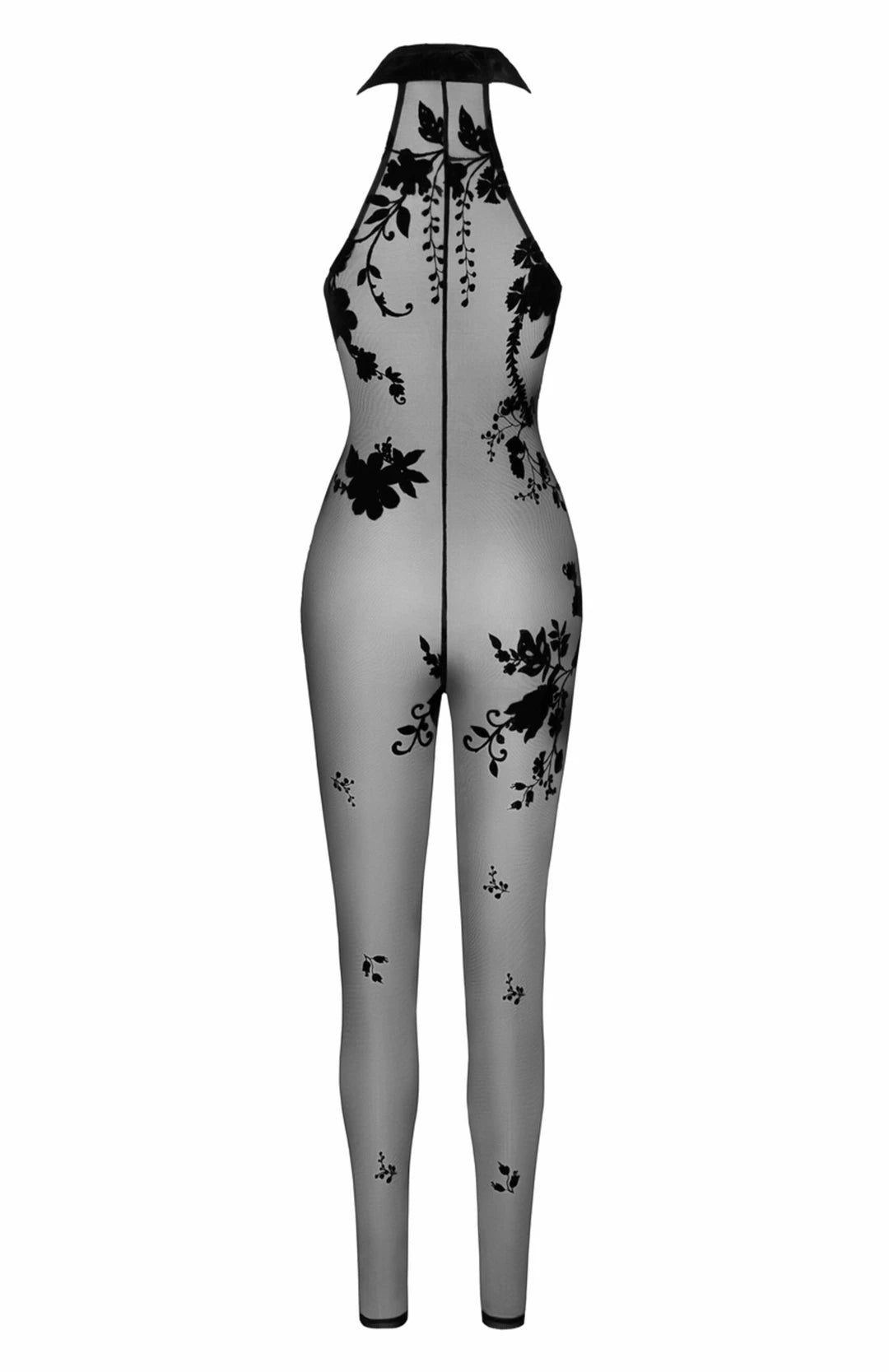 Noir Handmade - "Ego" beflockter Netz-Halfter-Catsuit F315