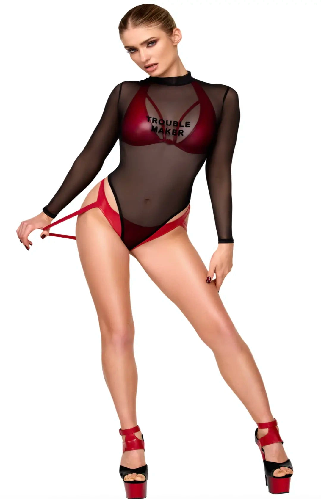 Noir Handmade - Troublemaker Strappy Panties Rot – Sexy Riemchen-Slip