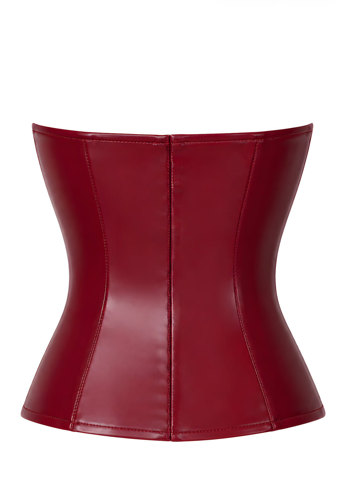 Noir Handmade F398 Bordeaux Affair Korsett – Powerwetlook Bordeaux, Gebändert & Busk-Verschluss