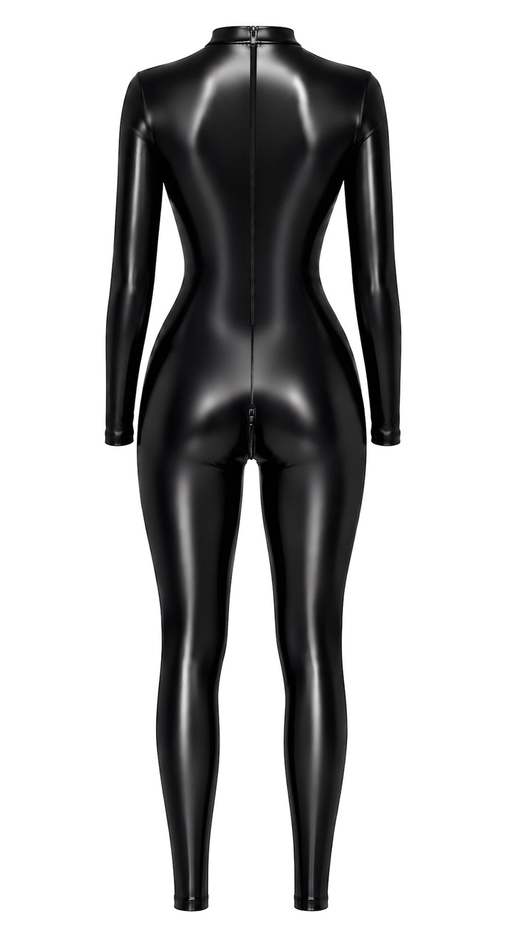 Noir Handmade F400 Dark Affair Catsuit – Powerwetlook, offener Brustausschnitt & Schritt-Reißverschluss