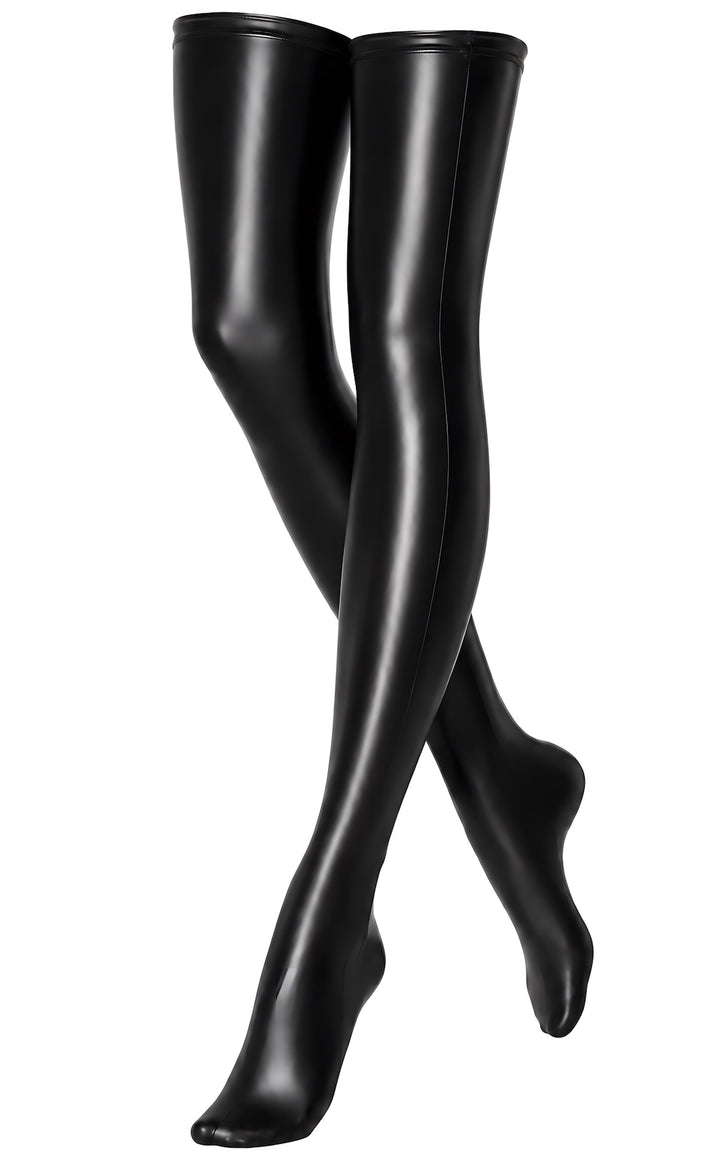Noir Handmade F403 After Midnight Overknee-Strümpfe – Powerwetlook, voller Fuß, S/M bis 2XL/3XL