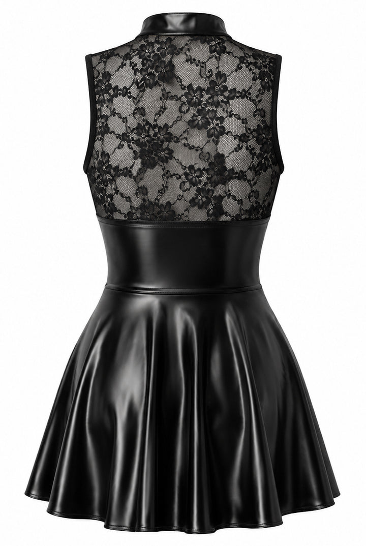 Noir Handmade F404 One More Kiss Minikleid – Spitzen-Oberteil, Powerwetlook-Rock & Doppelreißverschluss