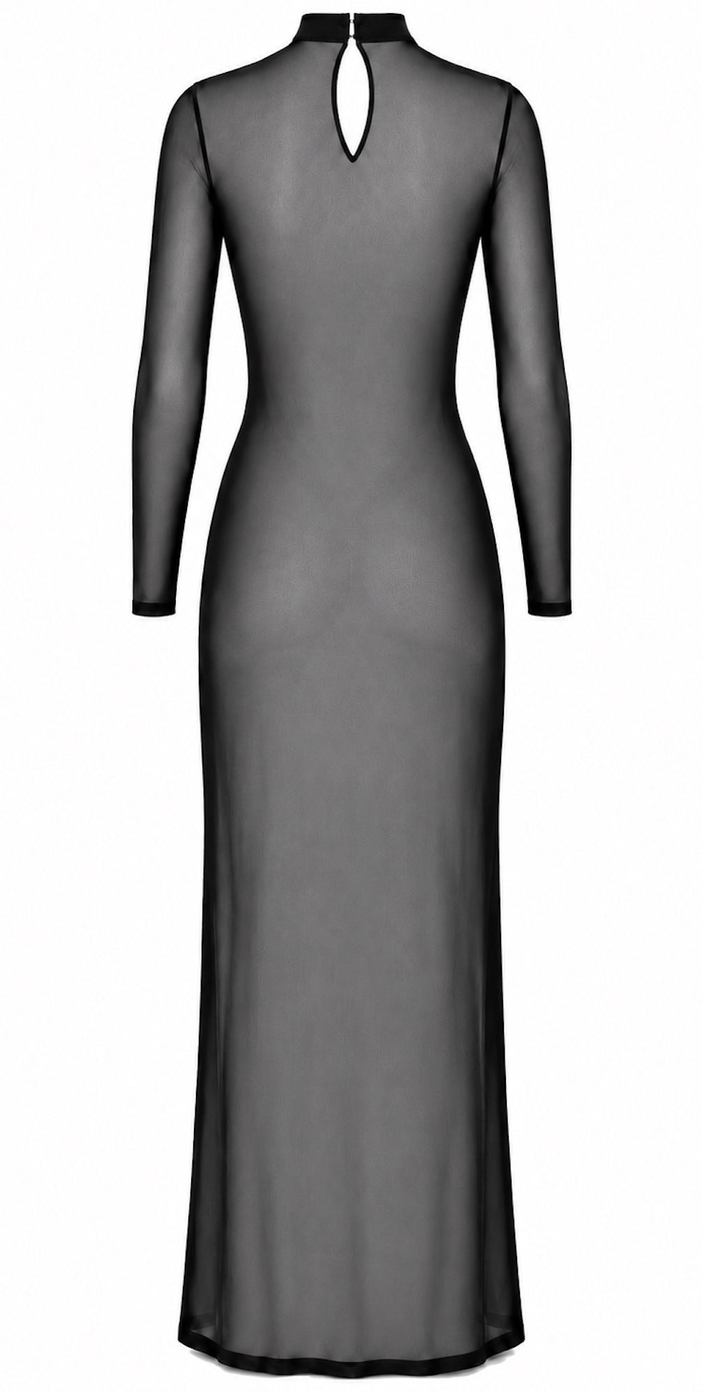 Noir Handmade F410 Do Not Disturb Maxikleid – Tüll, Frontschnürung Kragen bis Knöchel