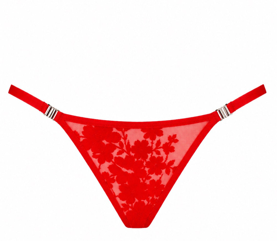 Noir Handmade F420 Plaything Tanga – Roter Flocked Tüll & Metallklammern