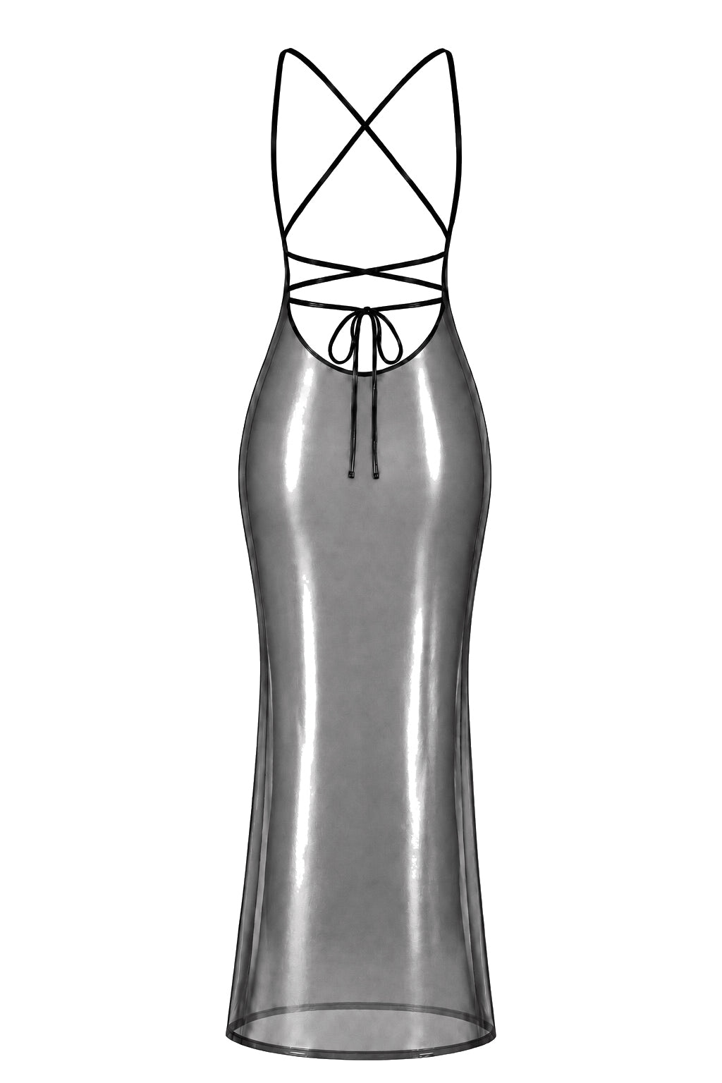 Noir Handmade F427 Moondust Maxikleid – Silber Cowl-Neck & Crossback-Bänder