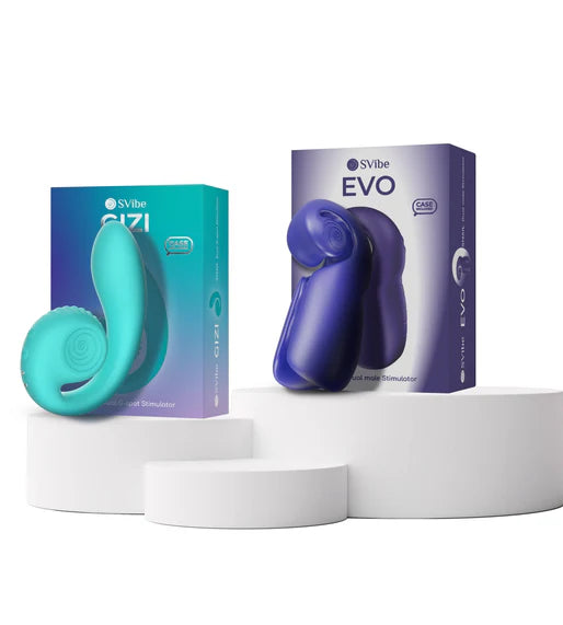 SVibe Ultimate Match Bundle: Gizi Stimulator türkis & Evo Stimulator blau, Premium-Silikonvibratoren im eleganten Set