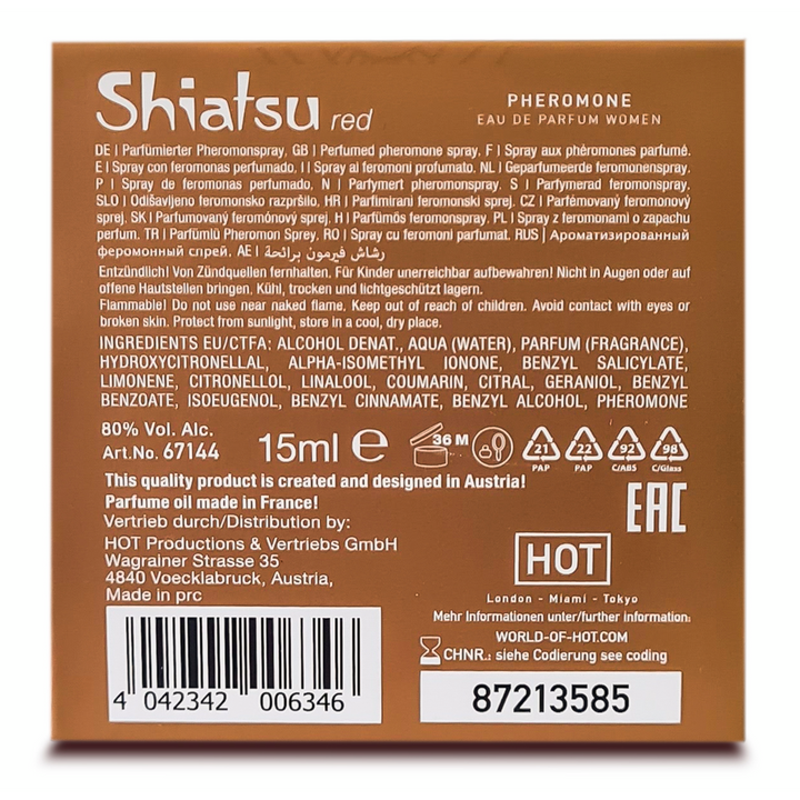 Shiatsu Pheromon Parfüm RED für Damen 15 ml