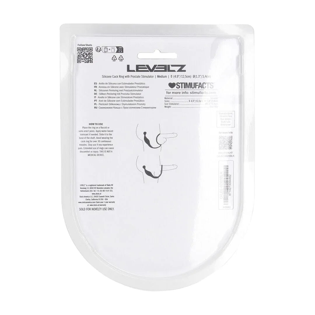 Levelz - Penisring mit Prostata-Stimulator M schwarz