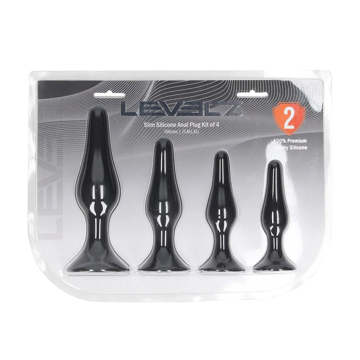 Levelz - Silikon Anal Plug Set mit 4 Plugs - S/M/L/XL schwarz