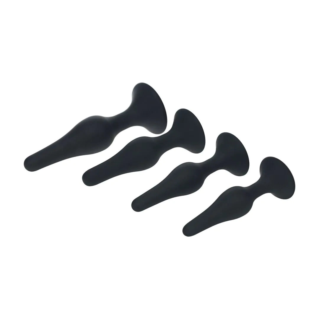 Levelz - Silikon Anal Plug Set mit 4 Plugs - S/M/L/XL schwarz