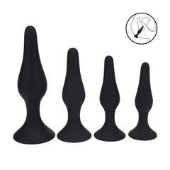 Levelz - Silikon Anal Plug Set mit 4 Plugs - S/M/L/XL schwarz