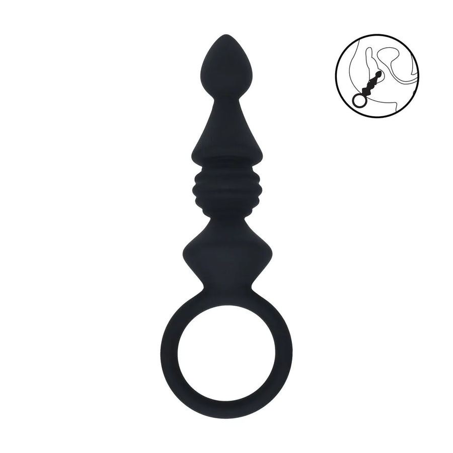 Levelz - Analkette texturiert und Zugring schwarz
