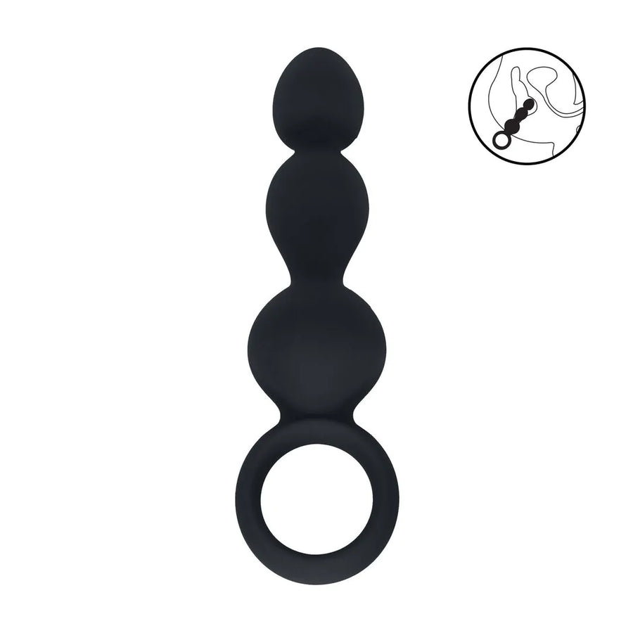 Levelz - Analkette mit 3 Kugeln und Zugring schwarz